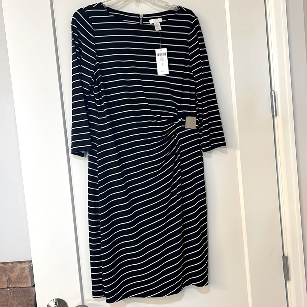 NWT Chico’s so slimming stripe Dress Black/White